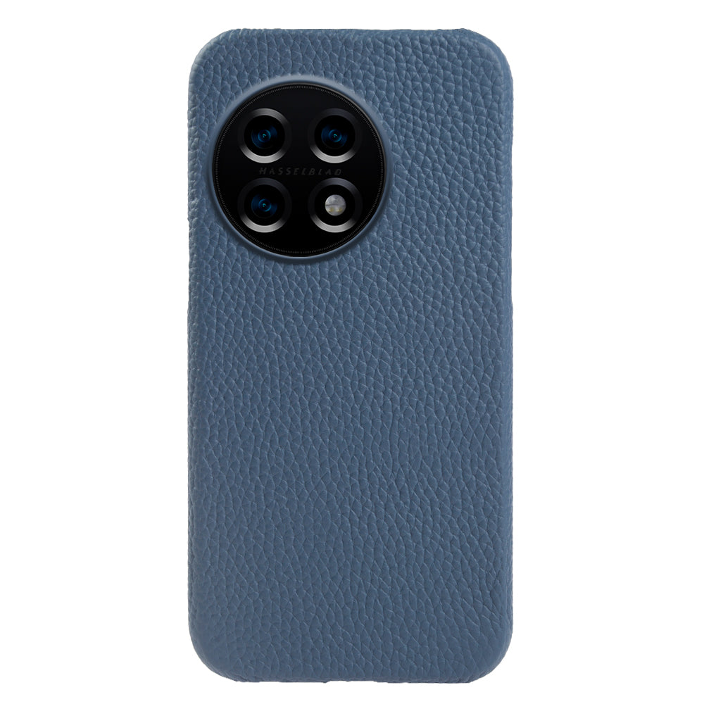 For OnePlus 11 5G Fall Proof Phone Cover Genuine Cow Leather Coated PC Case Compatible with MagSafe - Blue