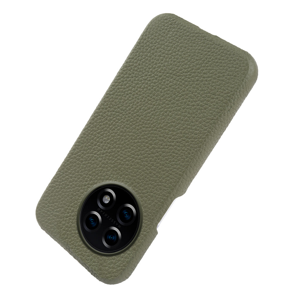 For OnePlus 11 5G Fall Proof Phone Cover Genuine Cow Leather Coated PC Case Compatible with MagSafe - Green