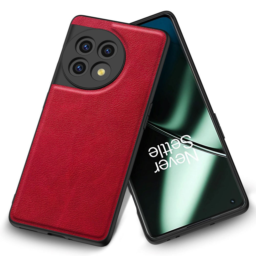 For OnePlus 11 5G PU Leather+TPU+PC Phone Cover Retro Anti-scratch Cell Phone Case - Red