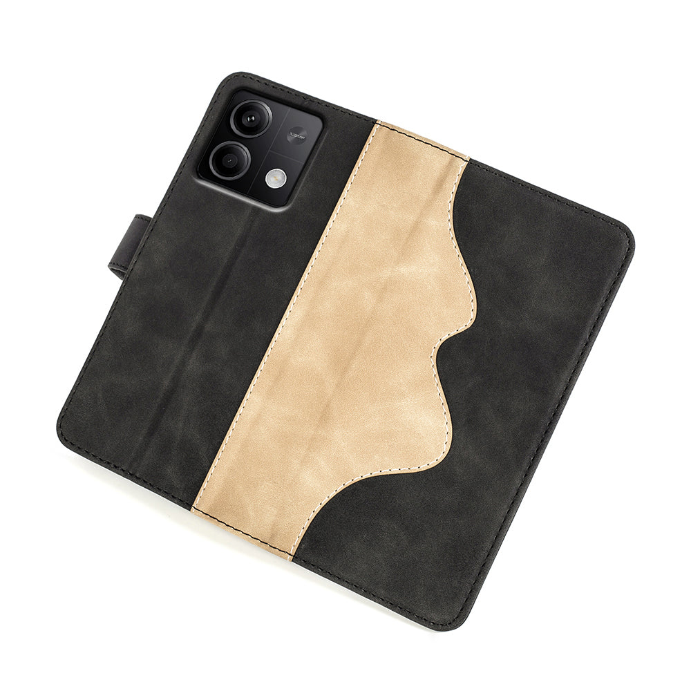 For Xiaomi Redmi Note 13 5G (China) Phone Case PU Leather+TPU Wallet Stand Shock-absorbing Cover - Black