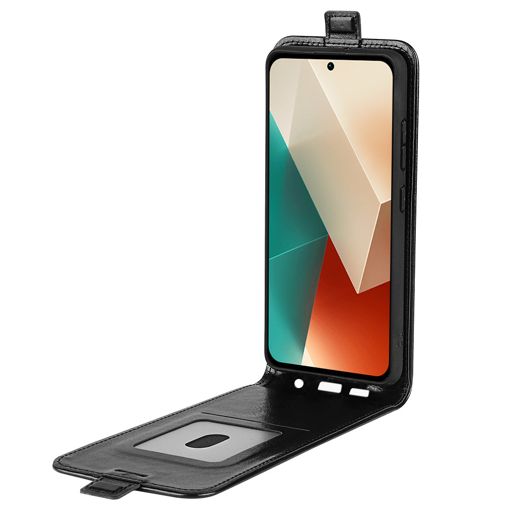 For Xiaomi Redmi Note 13 5G (China) Case Anti-Dust Phone Shell PU Leather Cover with Card Slot - Black