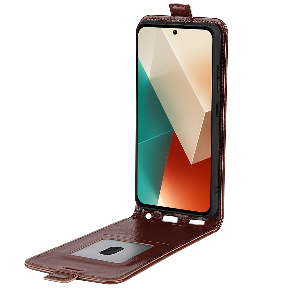 For Xiaomi Redmi Note 13 5G (China) Case Anti-Dust Phone Shell PU Leather Cover with Card Slot - Brown