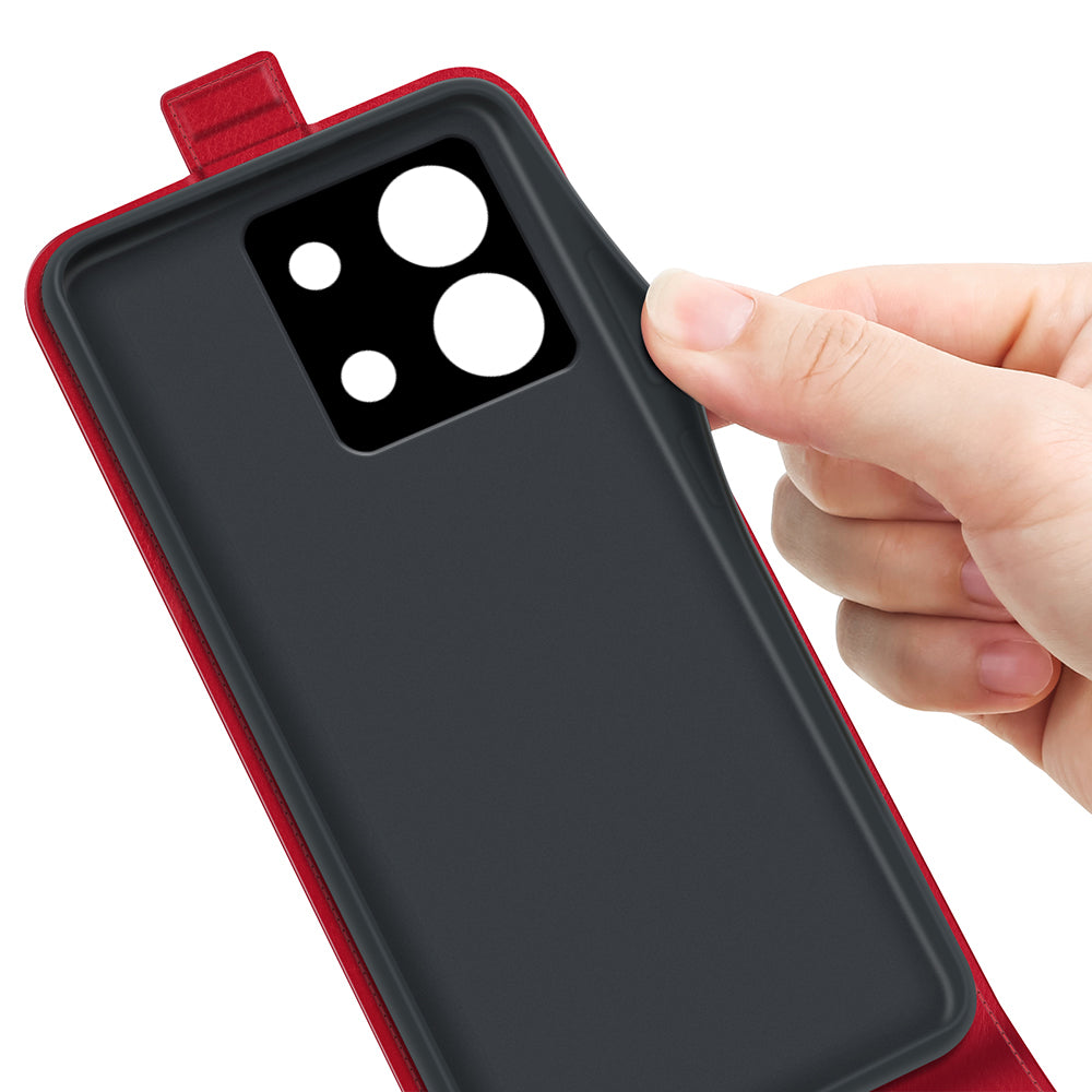 For Xiaomi Redmi Note 13 5G (China) Case Anti-Dust Phone Shell PU Leather Cover with Card Slot - Red