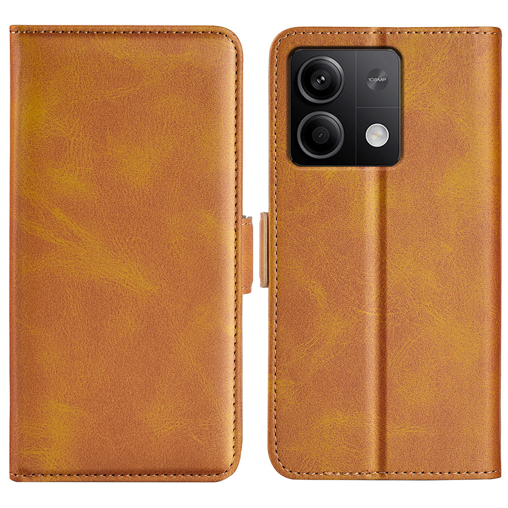 For Xiaomi Redmi Note 13 5G (China) Case Stand Flip Calf Texture Phone Cover PU Leather Wallet Phone Shell - Yellow