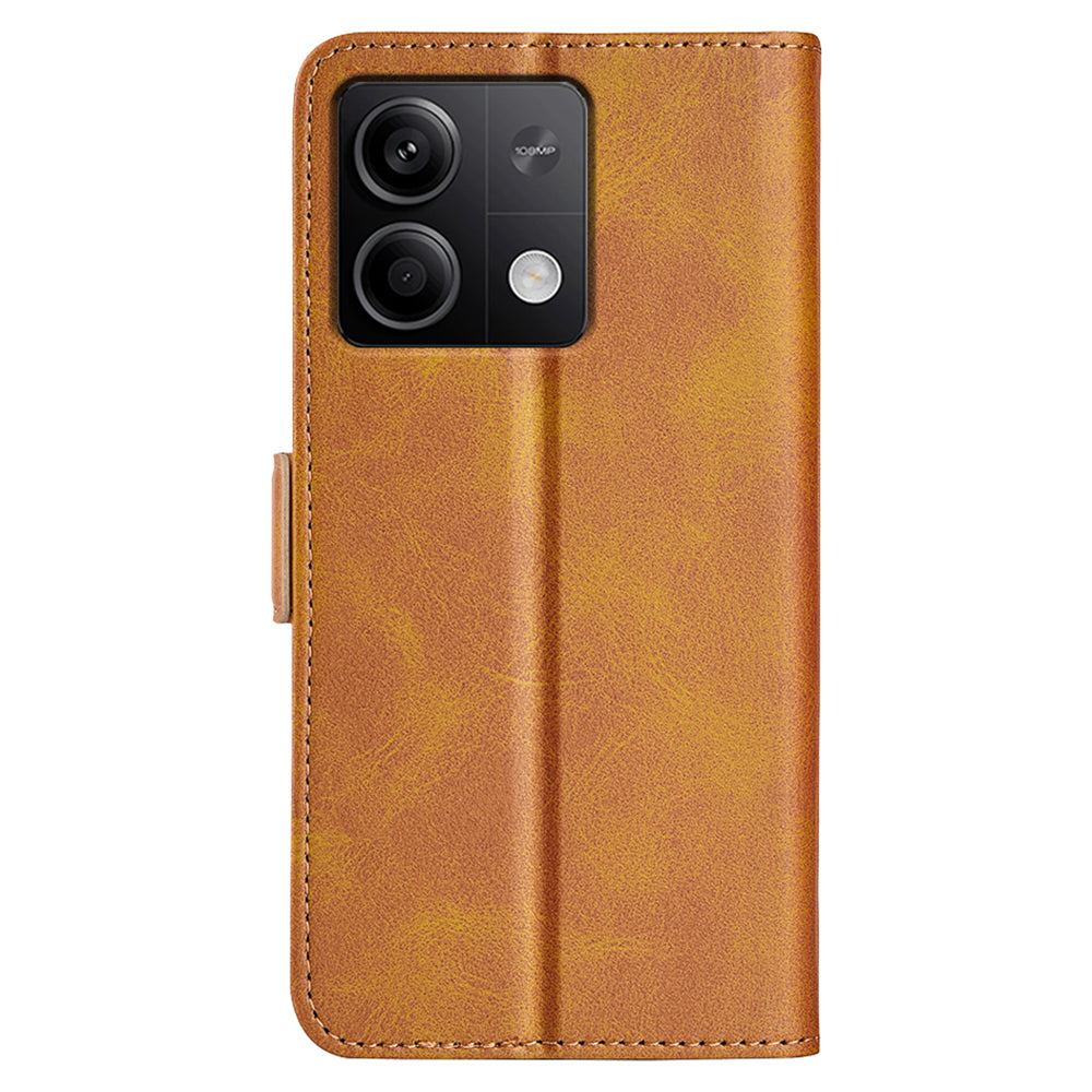 For Xiaomi Redmi Note 13 5G (China) Case Stand Flip Calf Texture Phone Cover PU Leather Wallet Phone Shell - Yellow
