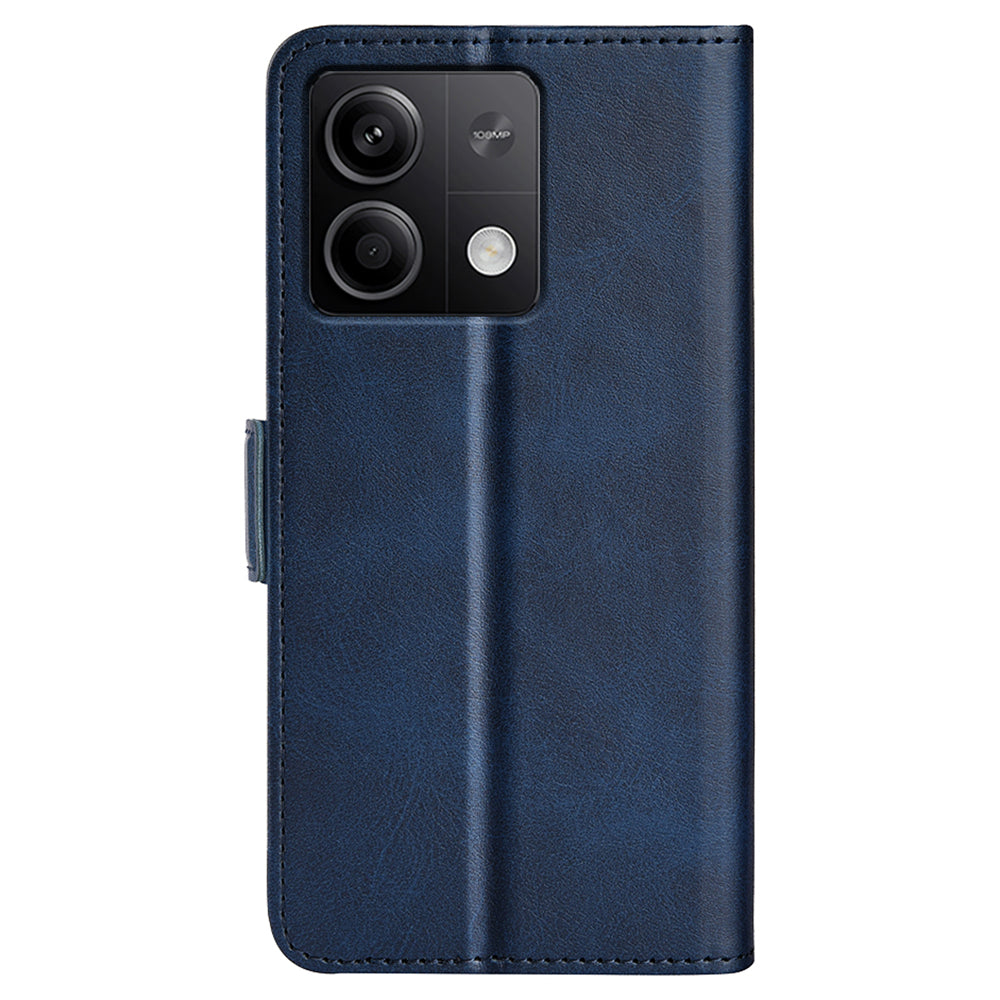 For Xiaomi Redmi Note 13 5G (China) Case Stand Flip Calf Texture Phone Cover PU Leather Wallet Phone Shell - Blue