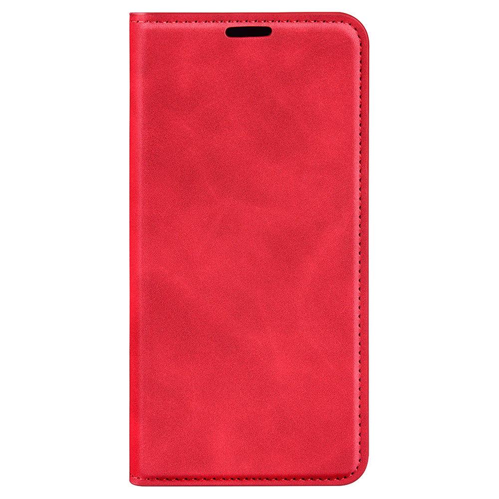 For Xiaomi Redmi Note 13 5G (China) Cell Phone Case PU Leather Wallet Stand Phone Shell with Skin-touch Feeling - Red