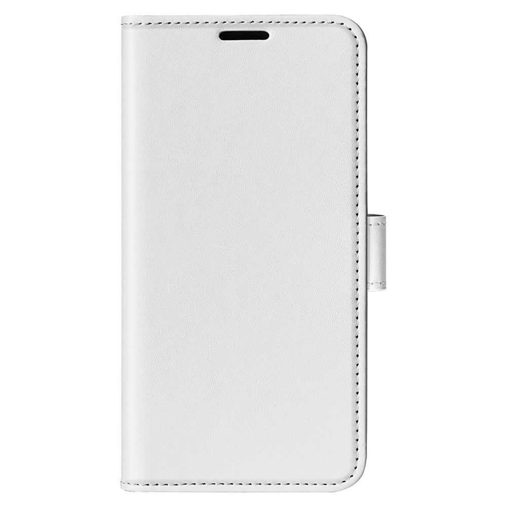 For Xiaomi Redmi Note 13 5G (China) Case Leather Phone Cover Crazy Horse Texture Stand Wallet - White
