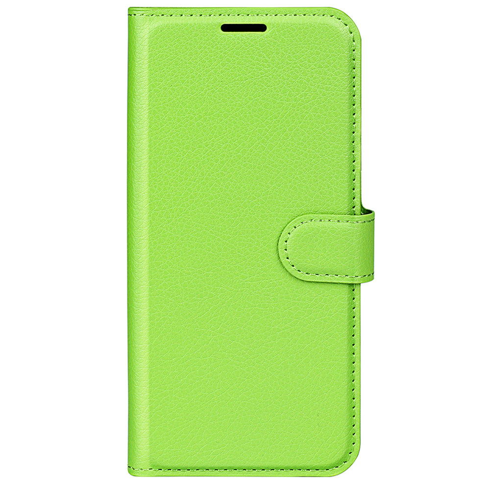 For Xiaomi Redmi Note 13 5G (China) Case Litchi Texture Leather Stand Cover Slim-Fit Wallet Phone Shell - Green