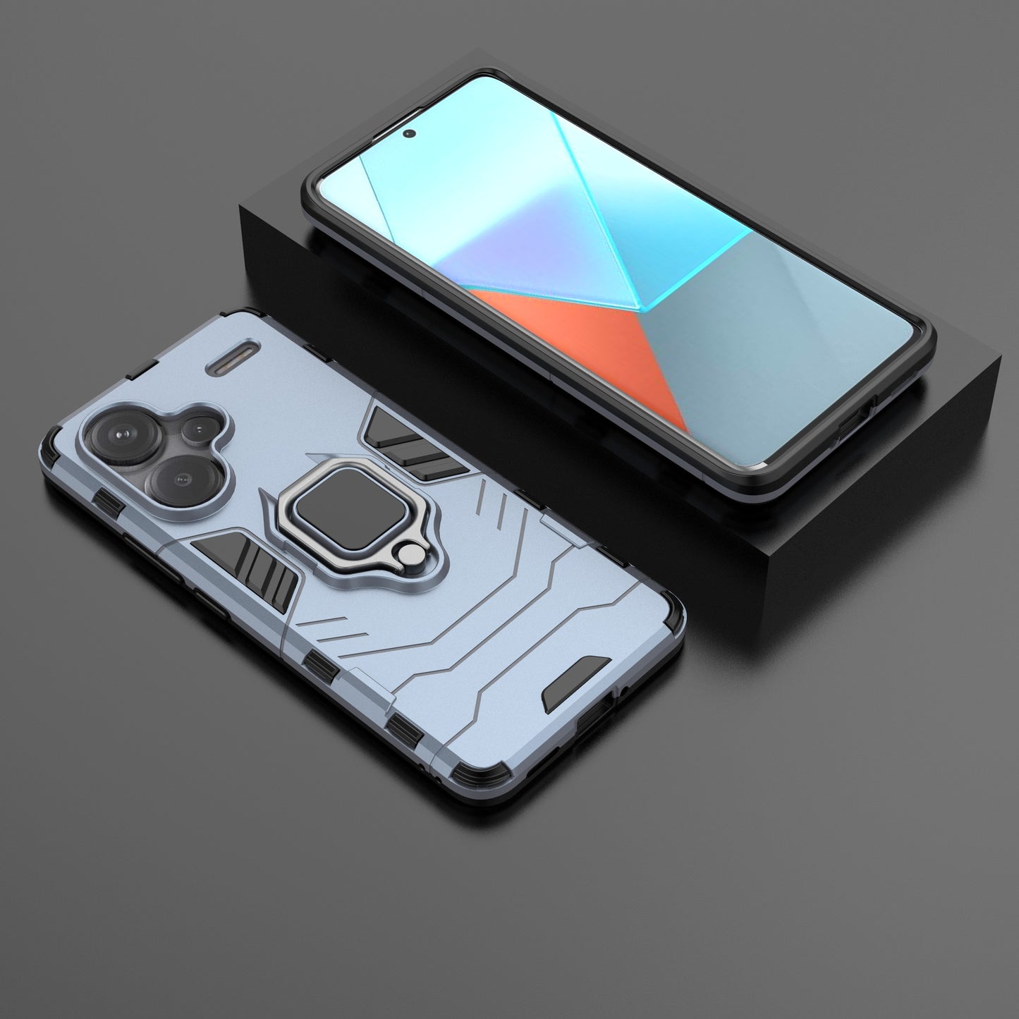 For Xiaomi Redmi Note 13 Pro+ 5G Case Ring Holder Kickstand Phone Back Cover - Blue