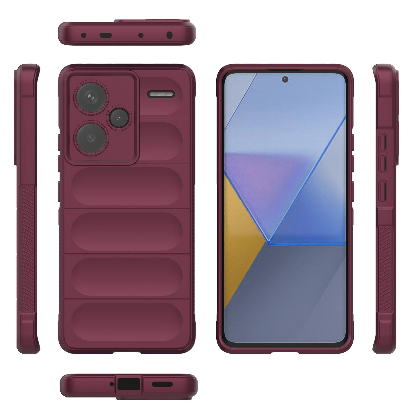 For Xiaomi Redmi Note 13 Pro+ 5G Case Anti-scratch TPU Rugged Phone Cover - Wine Red