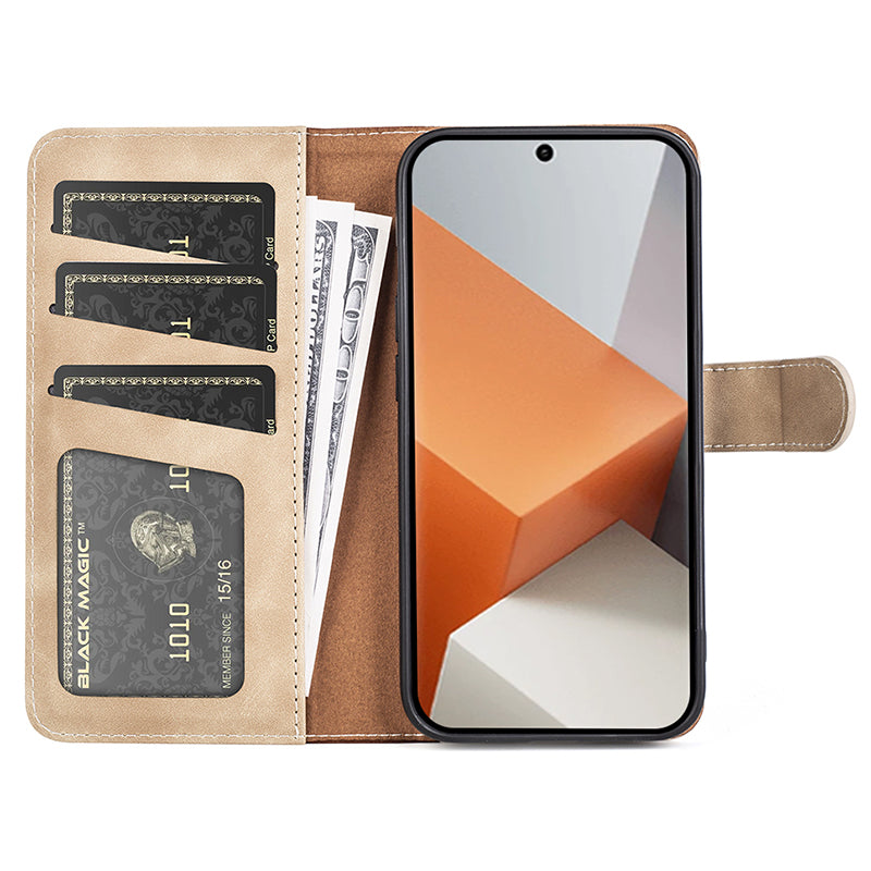 For Xiaomi Redmi Note 13 Pro+ 5G Case Folio Flip PU Leather Wallet Phone Cover - Yellow