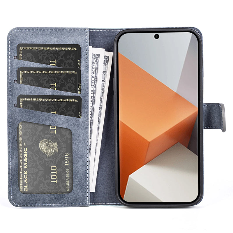 For Xiaomi Redmi Note 13 Pro+ 5G Case Folio Flip PU Leather Wallet Phone Cover - Blue