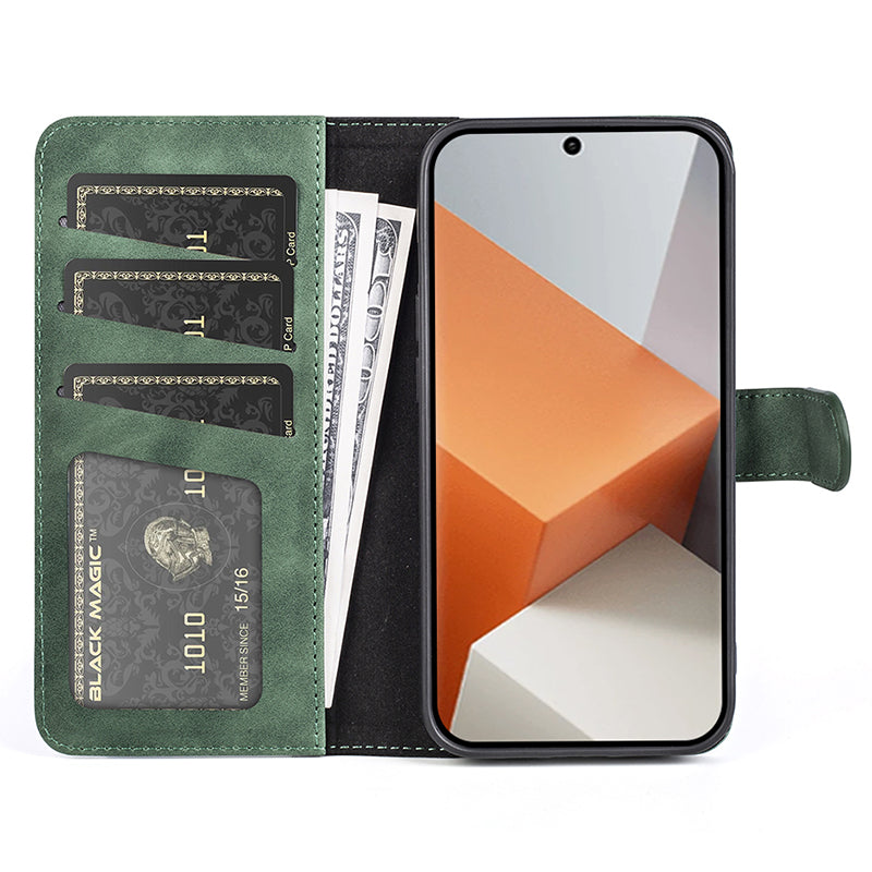 For Xiaomi Redmi Note 13 Pro+ 5G Case Folio Flip PU Leather Wallet Phone Cover - Green