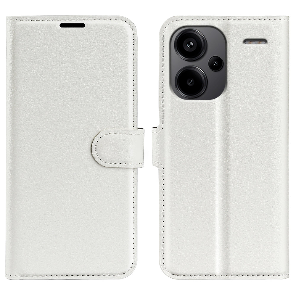 For Xiaomi Redmi Note 13 Pro+ 5G Case Litchi Texture Wallet Stand Leather Phone Shell - White