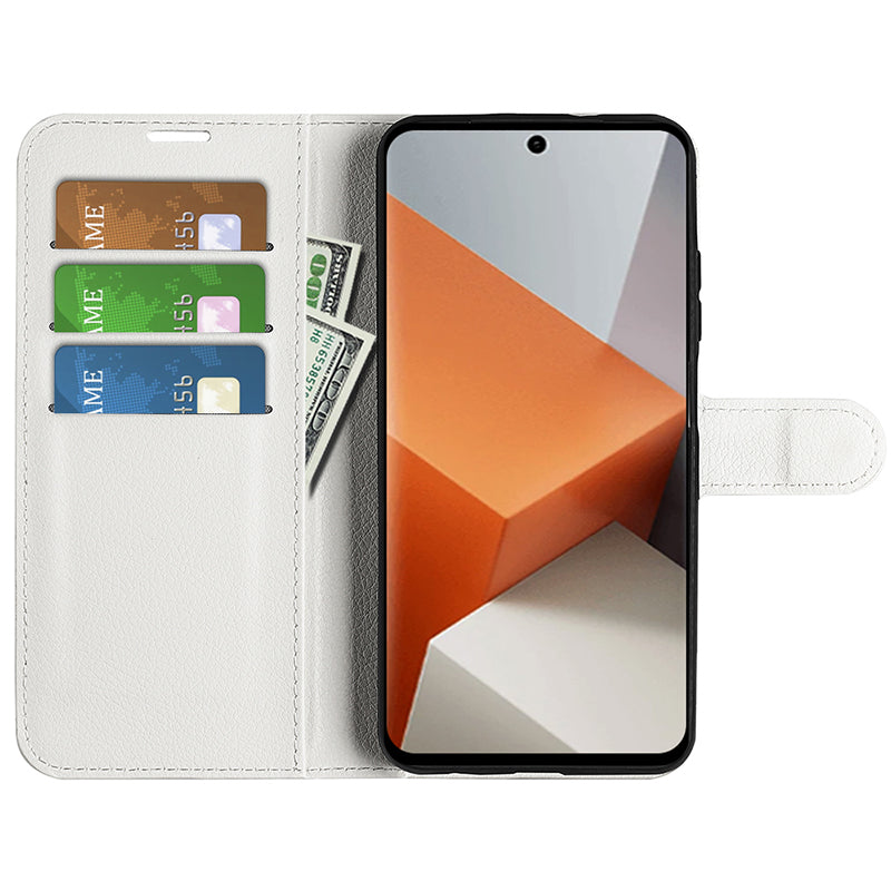 For Xiaomi Redmi Note 13 Pro+ 5G Case Litchi Texture Wallet Stand Leather Phone Shell - White