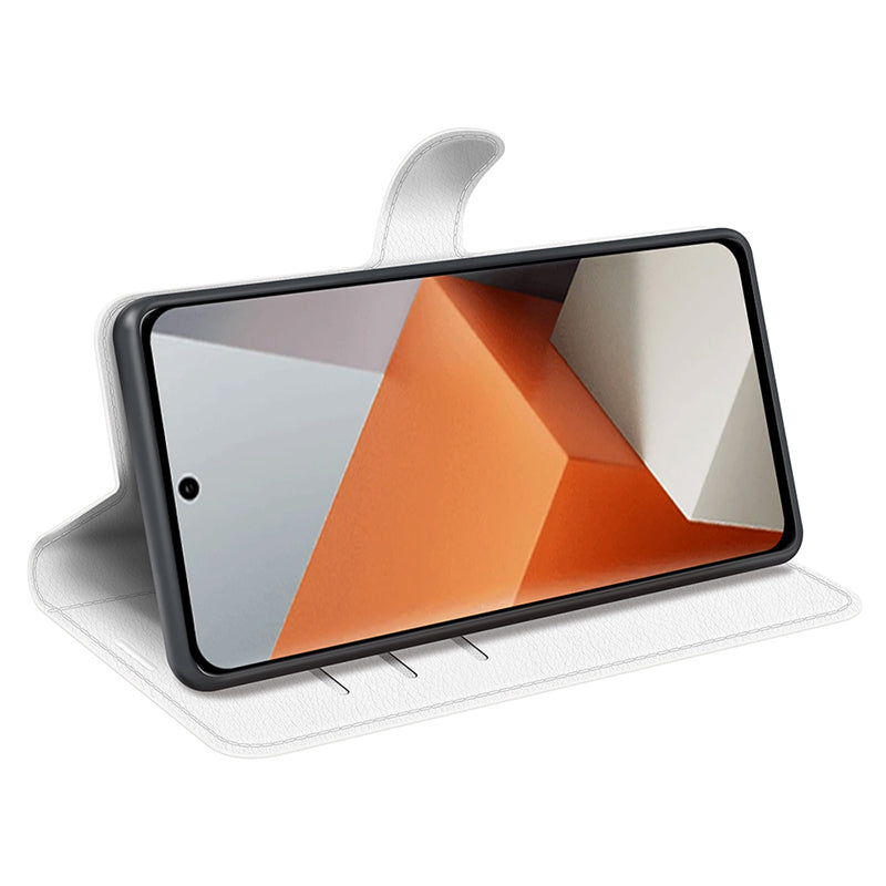 For Xiaomi Redmi Note 13 Pro+ 5G Case Litchi Texture Wallet Stand Leather Phone Shell - White