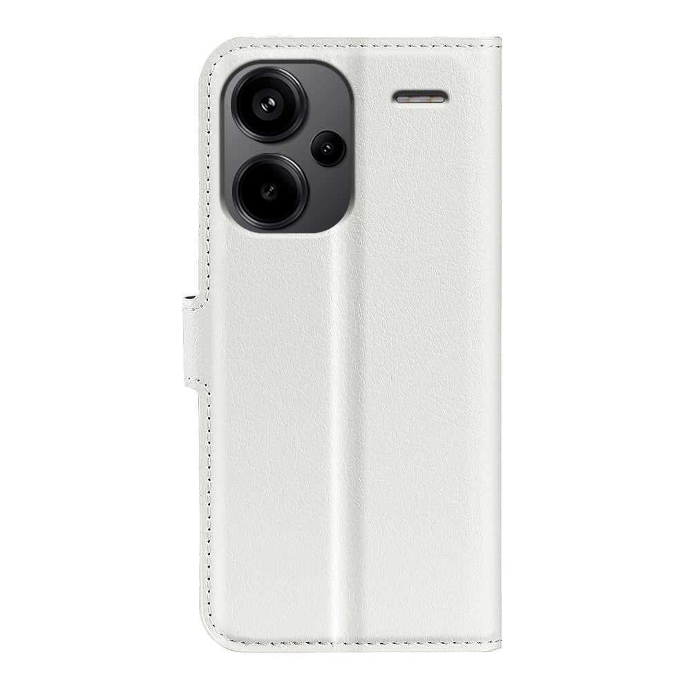 For Xiaomi Redmi Note 13 Pro+ 5G Case Litchi Texture Wallet Stand Leather Phone Shell - White