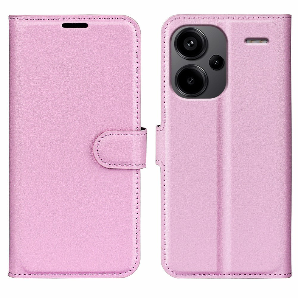 For Xiaomi Redmi Note 13 Pro+ 5G Case Litchi Texture Wallet Stand Leather Phone Shell - Pink