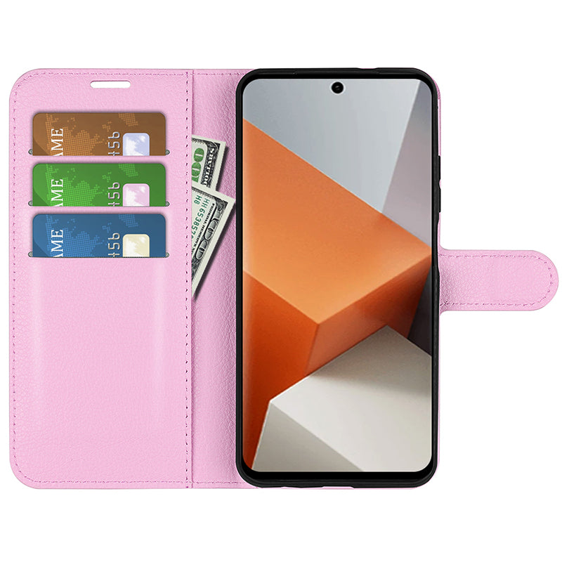 For Xiaomi Redmi Note 13 Pro+ 5G Case Litchi Texture Wallet Stand Leather Phone Shell - Pink