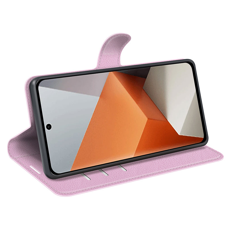For Xiaomi Redmi Note 13 Pro+ 5G Case Litchi Texture Wallet Stand Leather Phone Shell - Pink