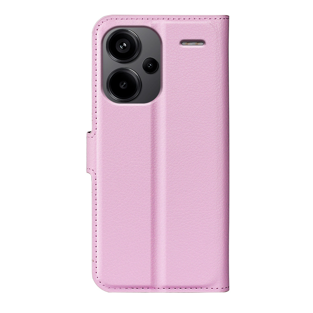 For Xiaomi Redmi Note 13 Pro+ 5G Case Litchi Texture Wallet Stand Leather Phone Shell - Pink