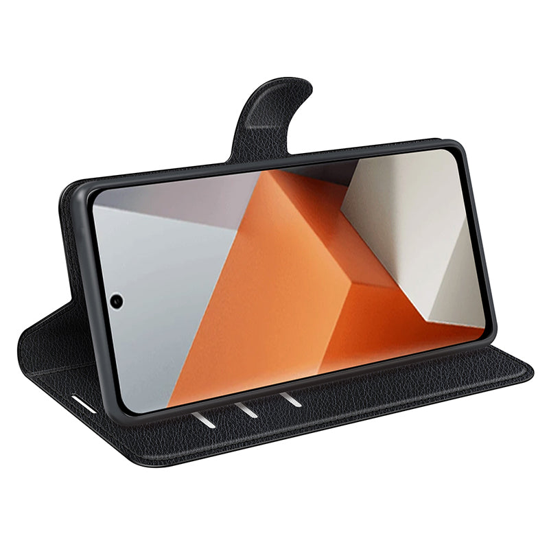 For Xiaomi Redmi Note 13 Pro+ 5G Case Litchi Texture Wallet Stand Leather Phone Shell - Black