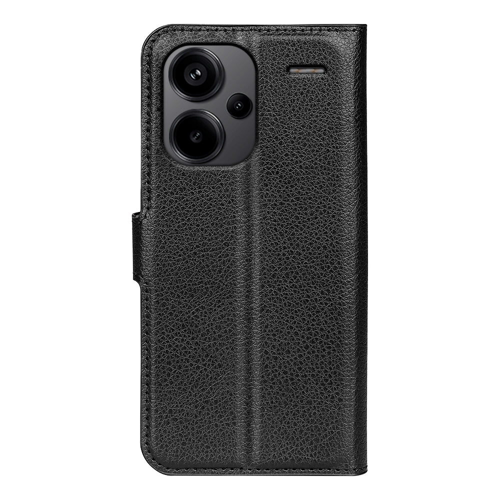 For Xiaomi Redmi Note 13 Pro+ 5G Case Litchi Texture Wallet Stand Leather Phone Shell - Black