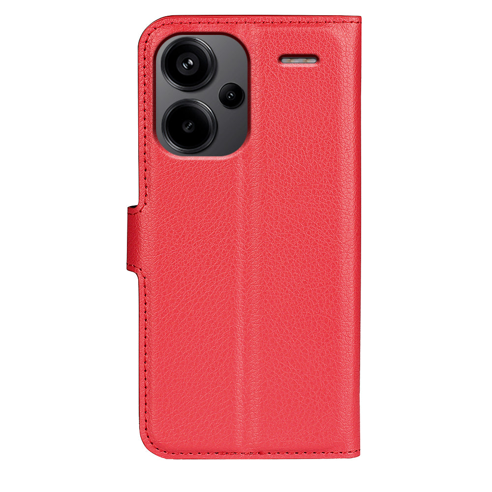 For Xiaomi Redmi Note 13 Pro+ 5G Case Litchi Texture Wallet Stand Leather Phone Shell - Red