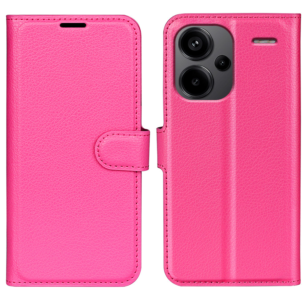 For Xiaomi Redmi Note 13 Pro+ 5G Case Litchi Texture Wallet Stand Leather Phone Shell - Rose