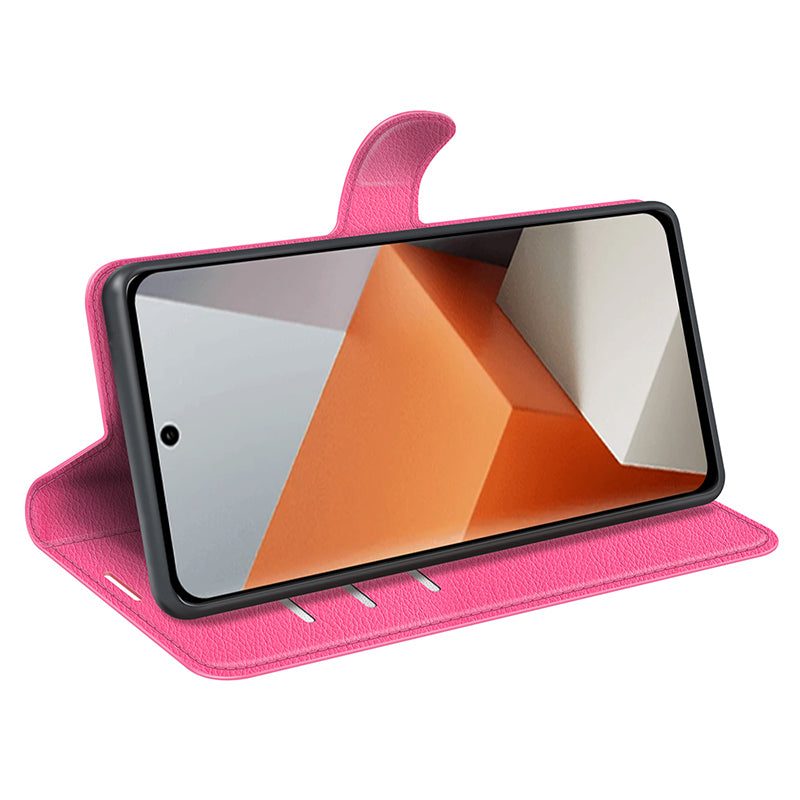 For Xiaomi Redmi Note 13 Pro+ 5G Case Litchi Texture Wallet Stand Leather Phone Shell - Rose