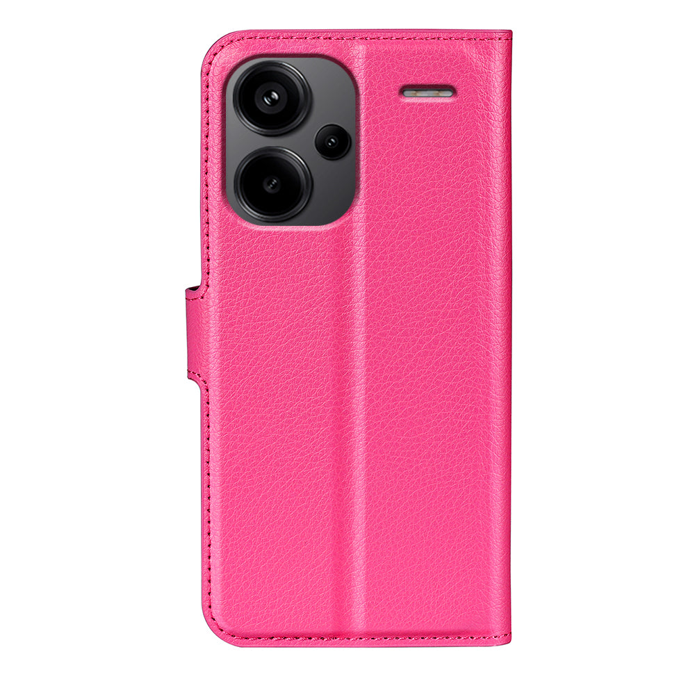 For Xiaomi Redmi Note 13 Pro+ 5G Case Litchi Texture Wallet Stand Leather Phone Shell - Rose