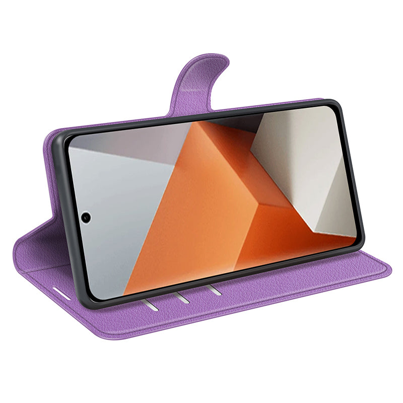 For Xiaomi Redmi Note 13 Pro+ 5G Case Litchi Texture Wallet Stand Leather Phone Shell - Purple