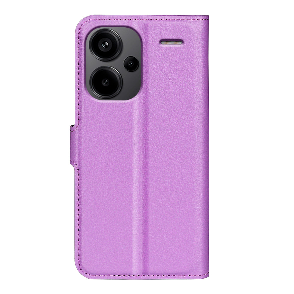 For Xiaomi Redmi Note 13 Pro+ 5G Case Litchi Texture Wallet Stand Leather Phone Shell - Purple