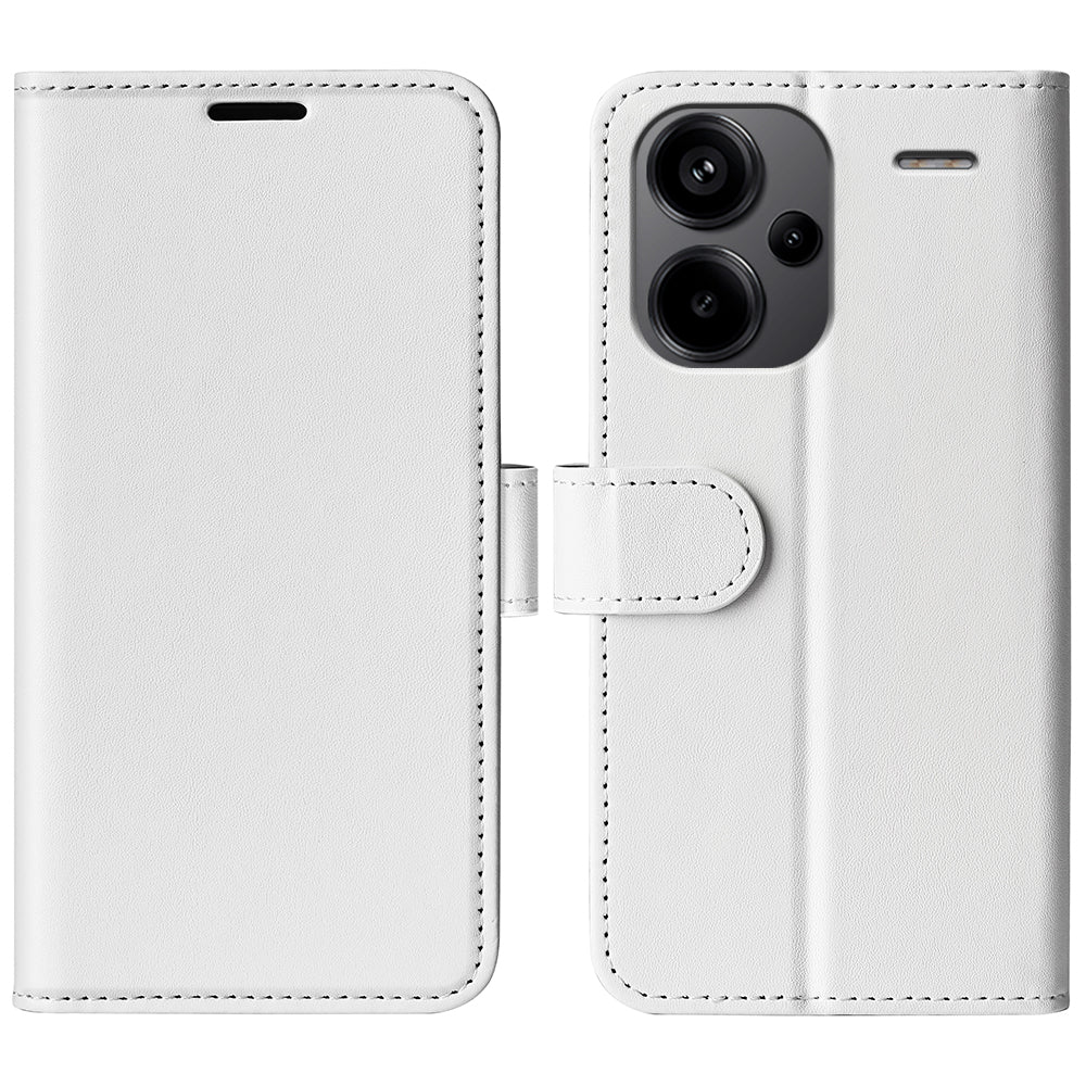 For Xiaomi Redmi Note 13 Pro+ 5G Case PU Leather Magnetic Clasp Phone Cover - White