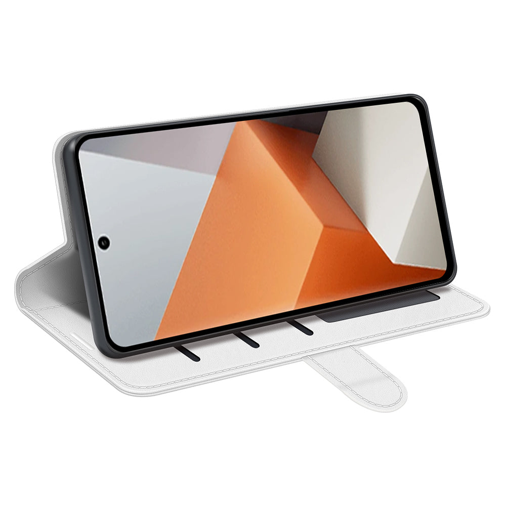 For Xiaomi Redmi Note 13 Pro+ 5G Case PU Leather Magnetic Clasp Phone Cover - White