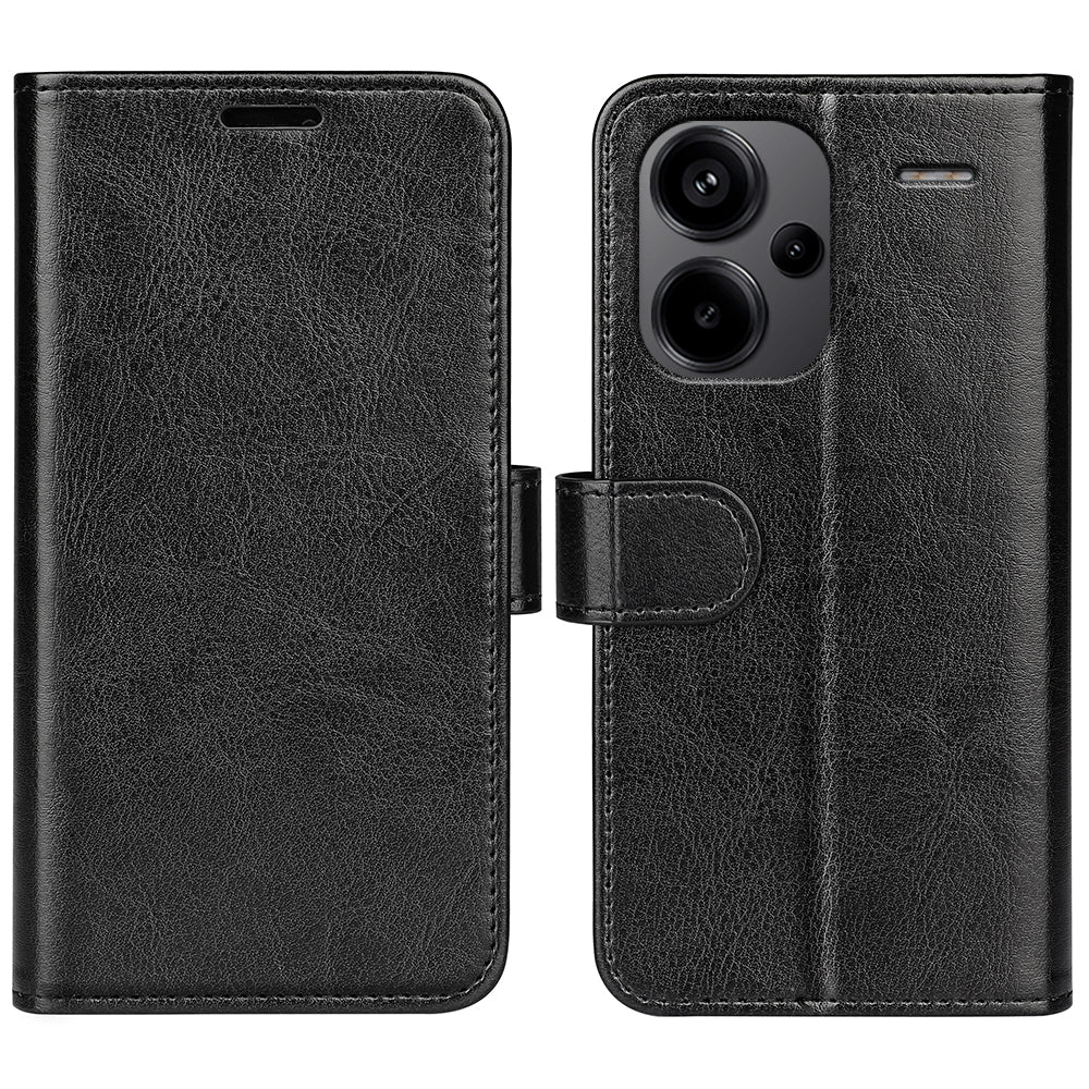 For Xiaomi Redmi Note 13 Pro+ 5G Case PU Leather Magnetic Clasp Phone Cover - Black