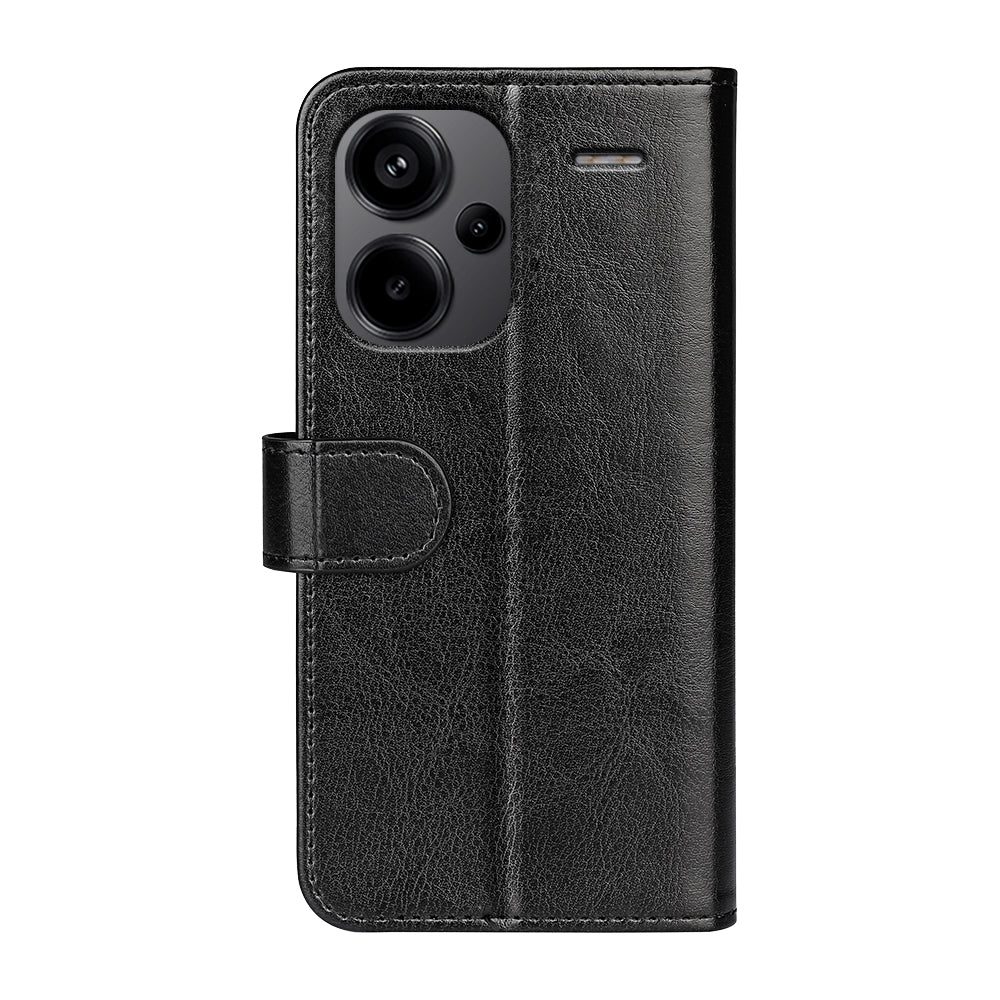 For Xiaomi Redmi Note 13 Pro+ 5G Case PU Leather Magnetic Clasp Phone Cover - Black