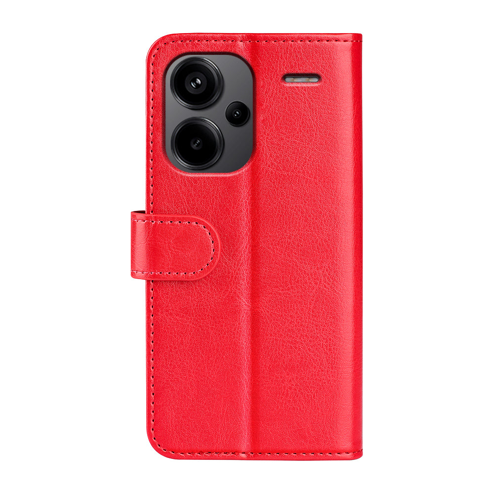 For Xiaomi Redmi Note 13 Pro+ 5G Case PU Leather Magnetic Clasp Phone Cover - Red