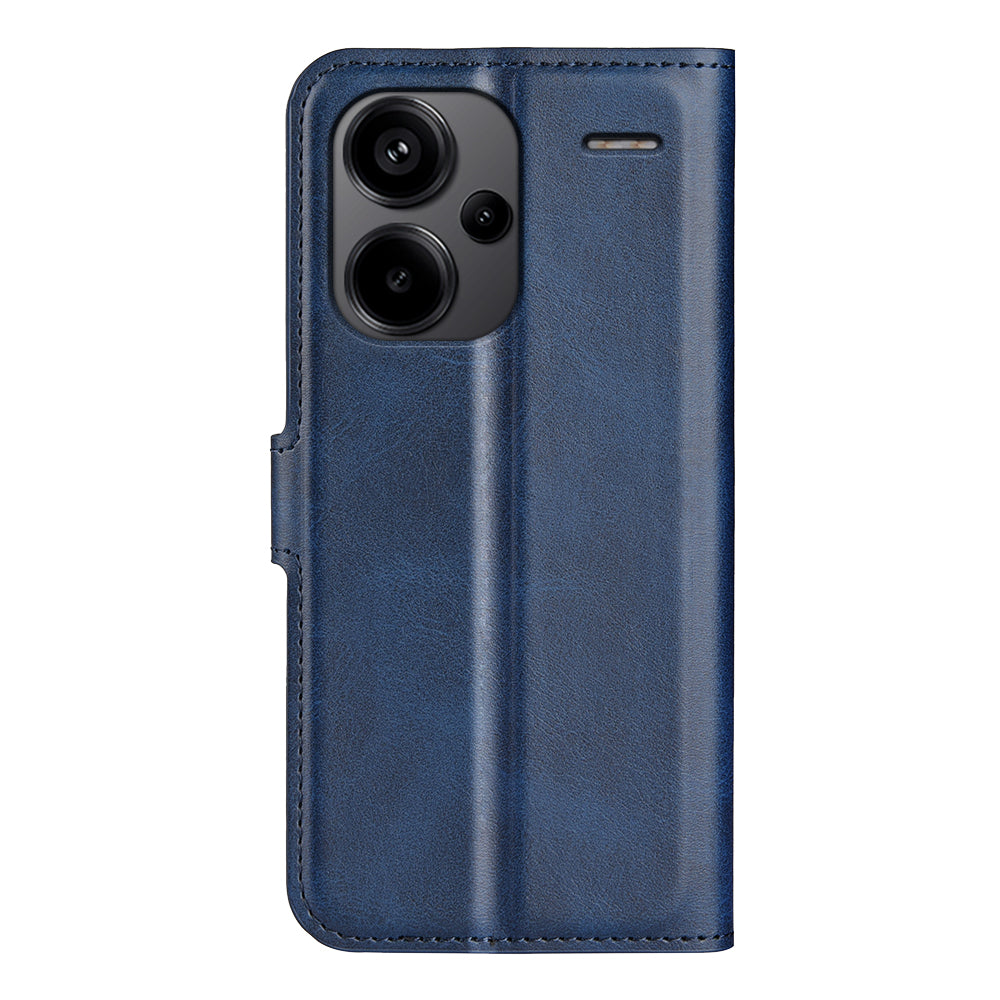 For Xiaomi Redmi Note 13 Pro+ 5G Case PU Leather Calf Texture Phone Stand Cover - Blue