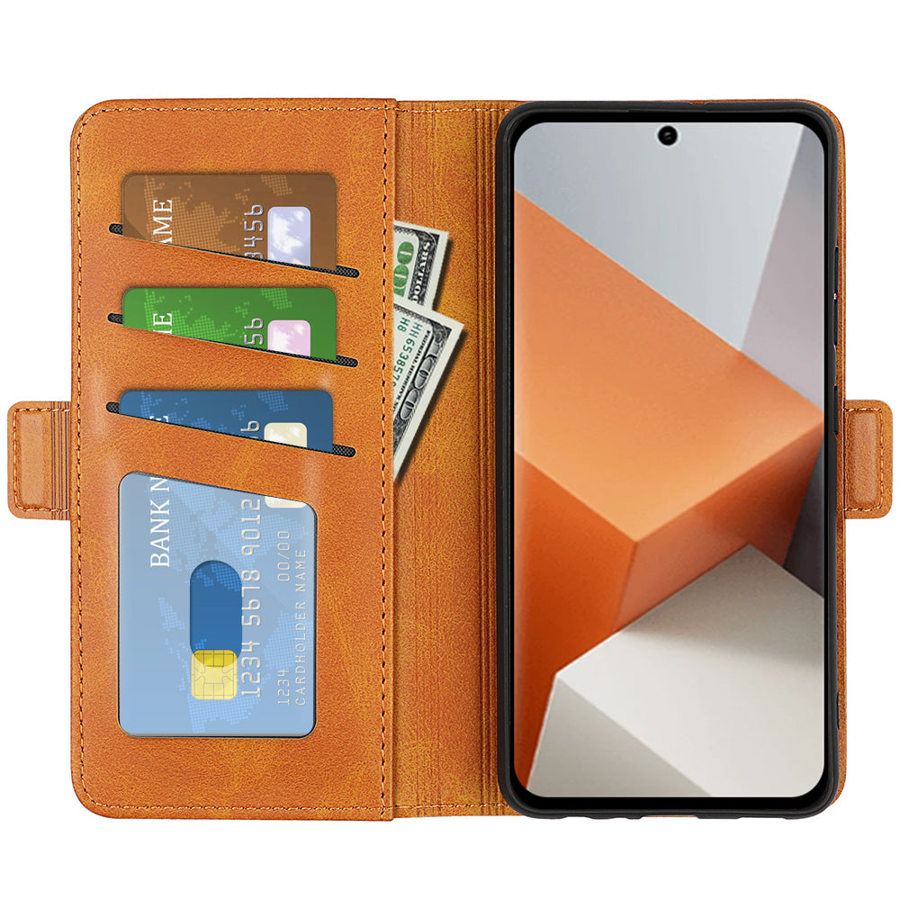 For Xiaomi Redmi Note 13 Pro+ 5G Case Drop Protection Leather Wallet Stand Cellphone Cover - Yellow