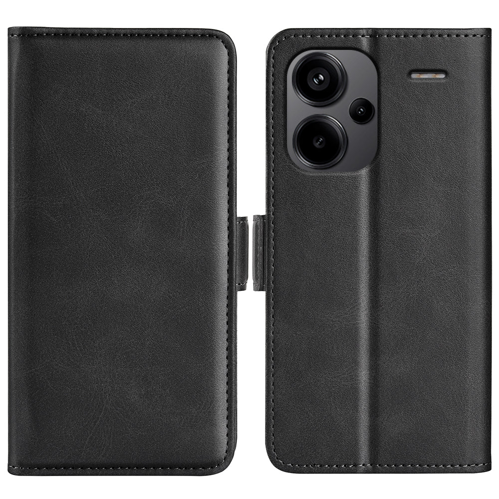 For Xiaomi Redmi Note 13 Pro+ 5G Case Drop Protection Leather Wallet Stand Cellphone Cover - Black
