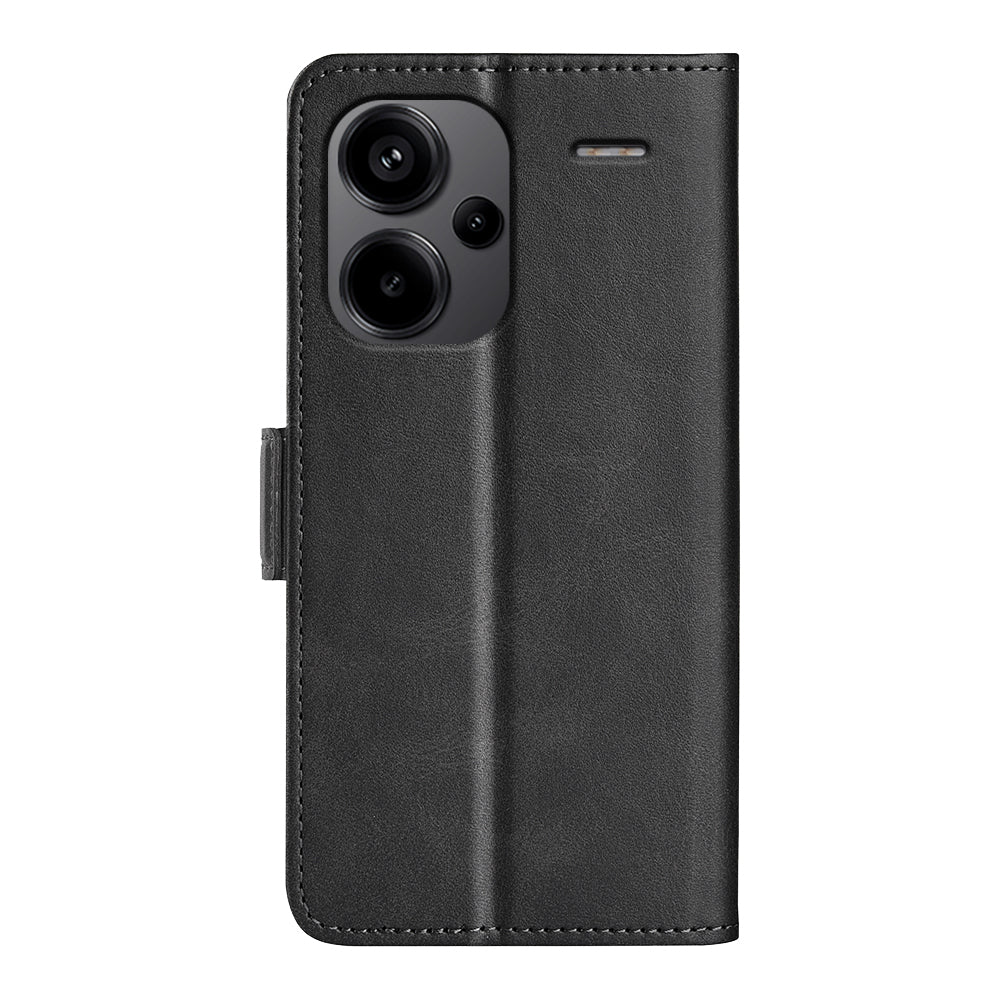 For Xiaomi Redmi Note 13 Pro+ 5G Case Drop Protection Leather Wallet Stand Cellphone Cover - Black
