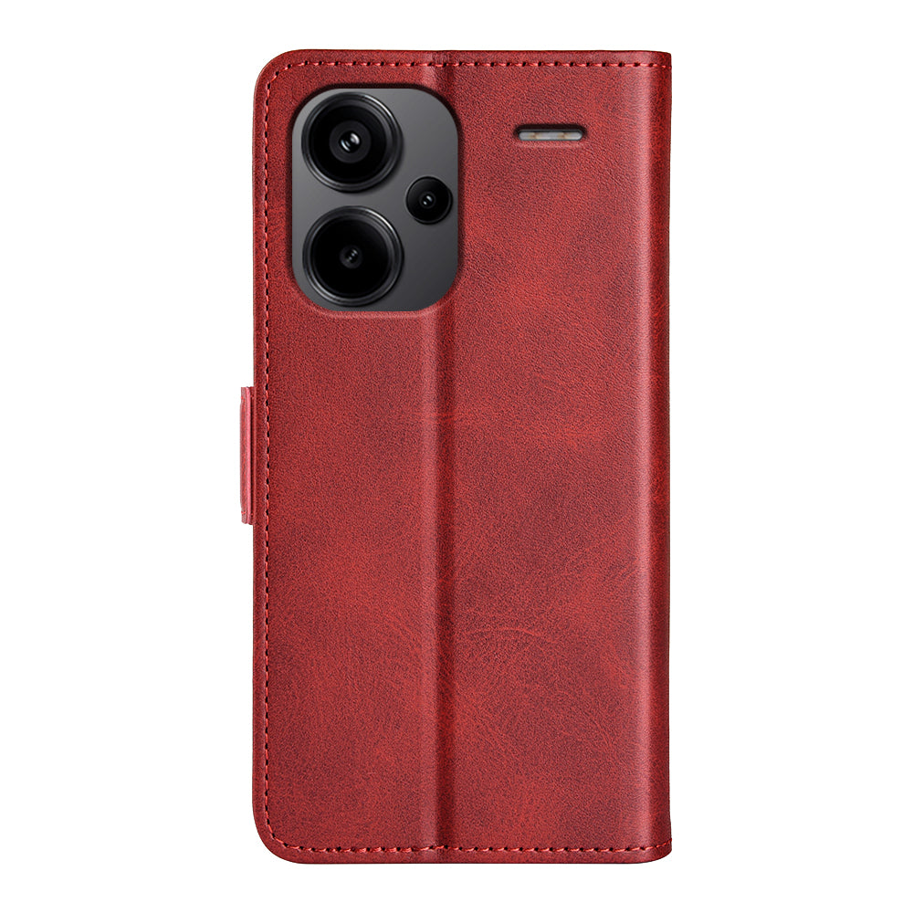 For Xiaomi Redmi Note 13 Pro+ 5G Case Drop Protection Leather Wallet Stand Cellphone Cover - Red