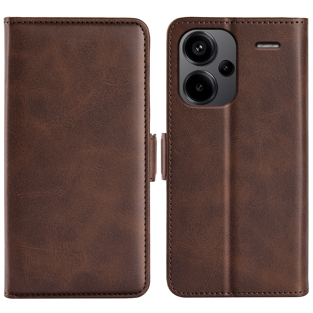 For Xiaomi Redmi Note 13 Pro+ 5G Case Drop Protection Leather Wallet Stand Cellphone Cover - Brown