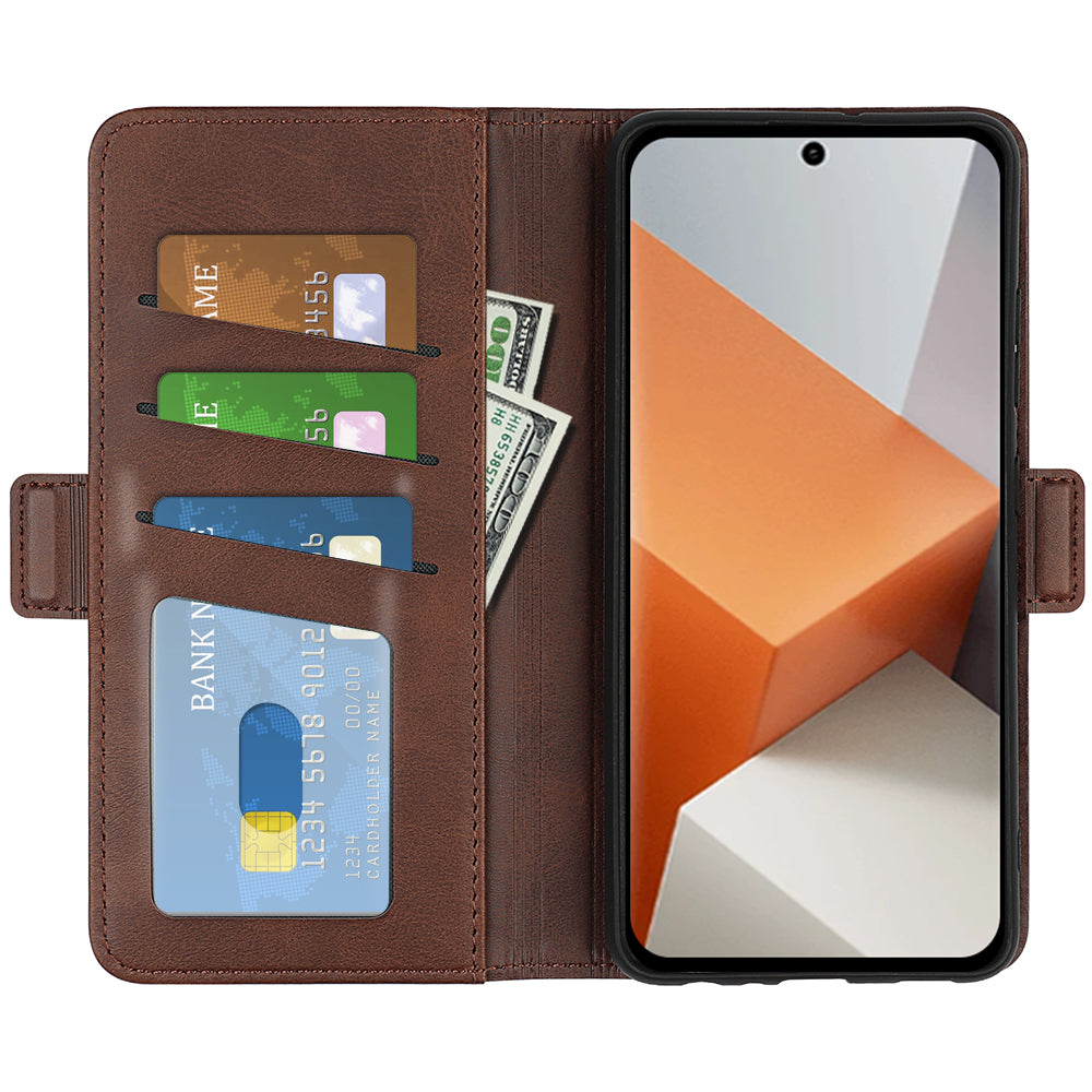 For Xiaomi Redmi Note 13 Pro+ 5G Case Drop Protection Leather Wallet Stand Cellphone Cover - Brown