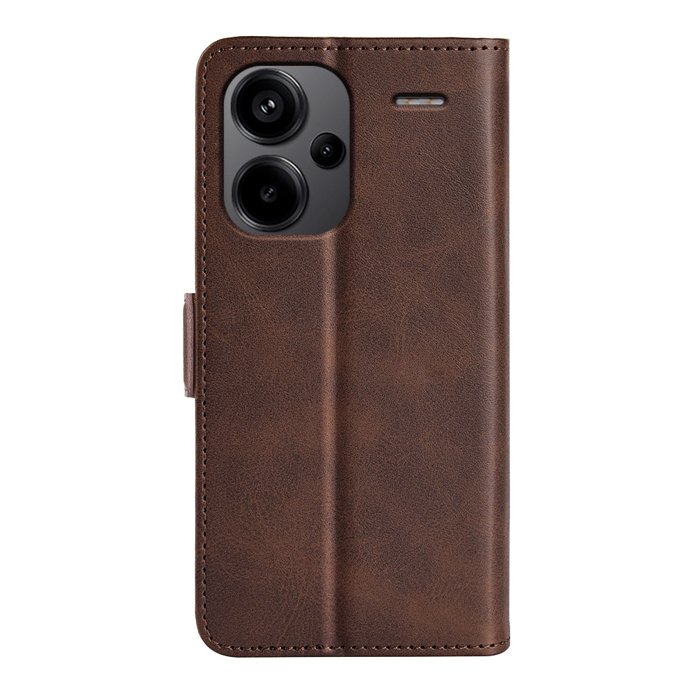 For Xiaomi Redmi Note 13 Pro+ 5G Case Drop Protection Leather Wallet Stand Cellphone Cover - Brown