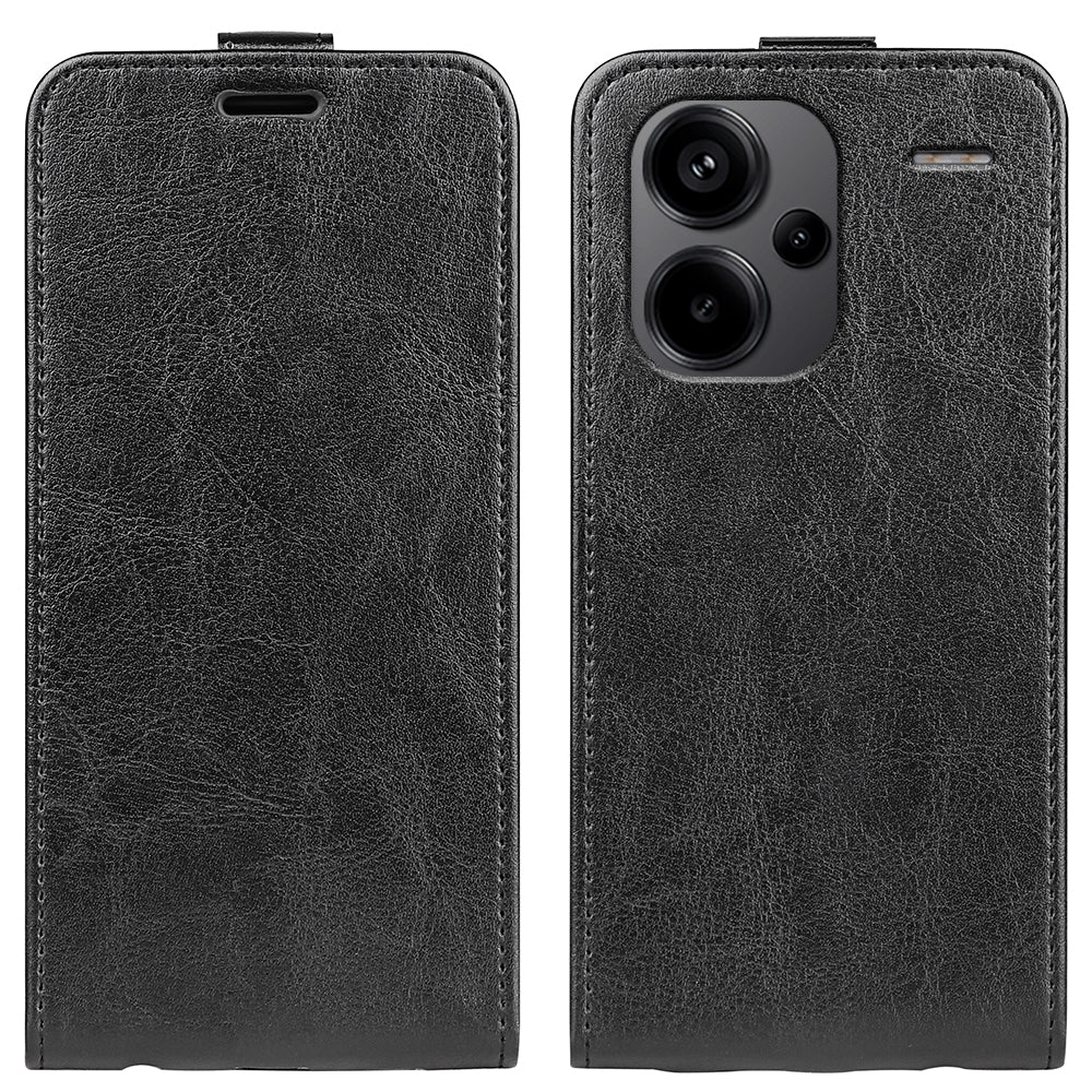 For Xiaomi Redmi Note 13 Pro+ 5G Case Crazy Horse Texture Card Holder Leather Phone Cover - Black