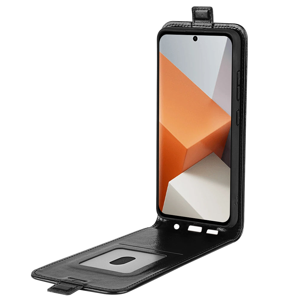 For Xiaomi Redmi Note 13 Pro+ 5G Case Crazy Horse Texture Card Holder Leather Phone Cover - Black