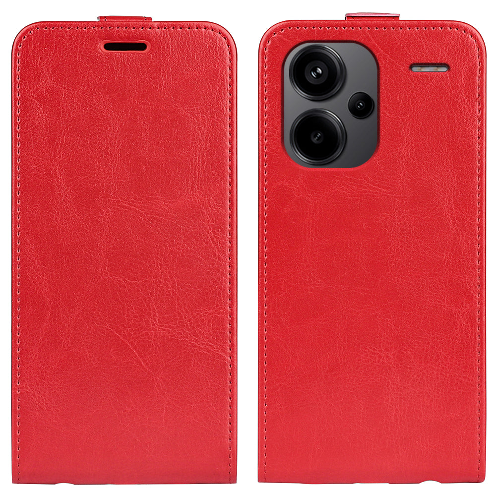 For Xiaomi Redmi Note 13 Pro+ 5G Case Crazy Horse Texture Card Holder Leather Phone Cover - Red